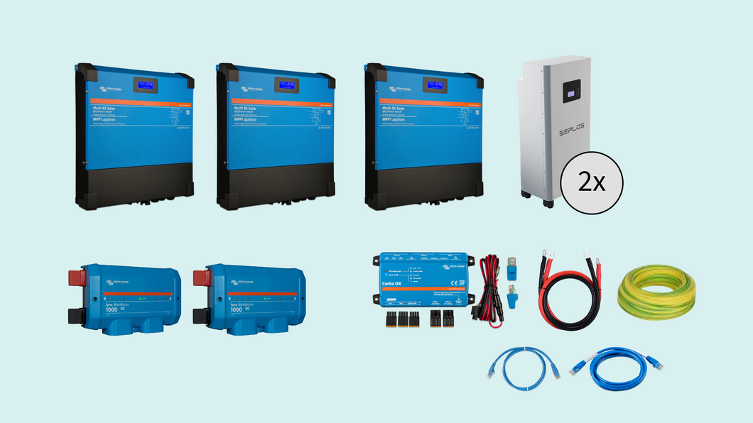Victron Pro ESS 18kVa 3 fase (3x 6kVa), 14.4kW omvorm vermogen met Solar MPPT MC4, 30, 45 of 60kWh LFP accu