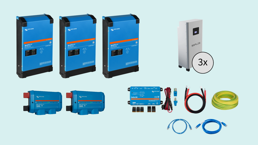 Victron Pro ESS 24kVa 3 fase (3x 8kVa), 19.2kW omvorm vermogen, 45, 60, 75 of 90kWh LFP accu